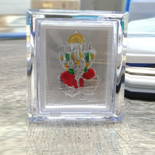 Pure Silver Lord Ganesha Photo Frame for Gift, Silver Ganpati Frame for Pooja