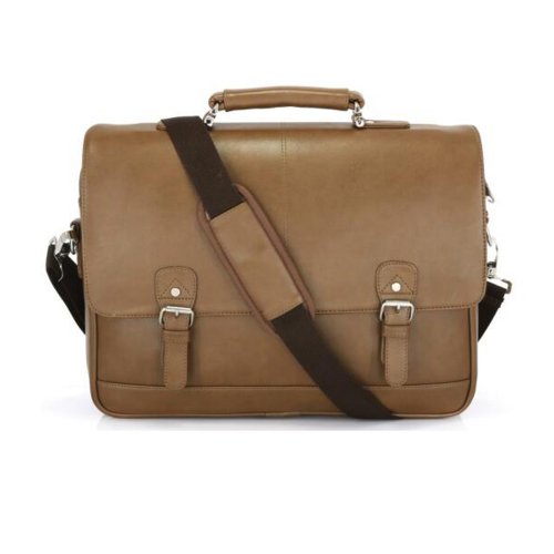 Beige Brown Leather Office Bag