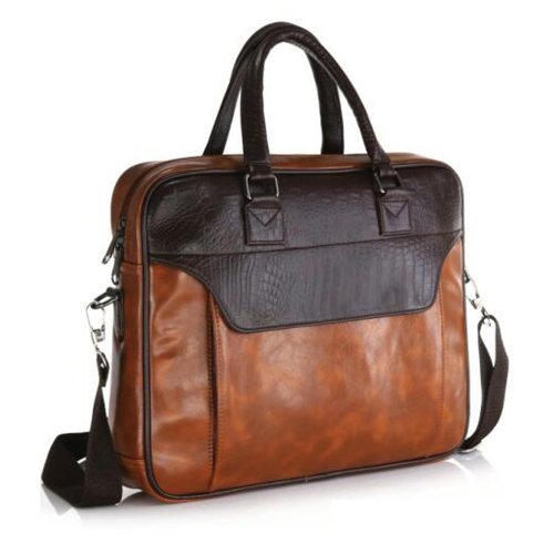 2 Toned Brown Office leather bag