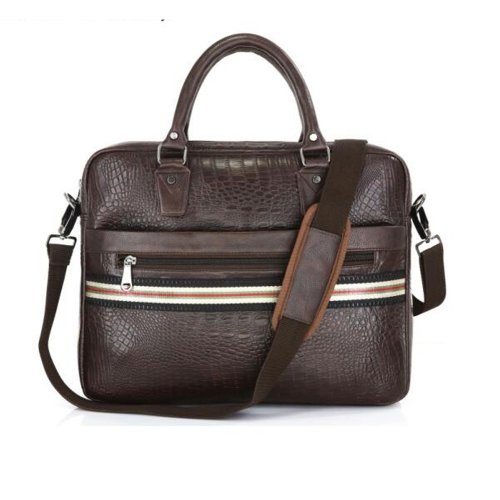 Textured Leather Office Bag Brown color