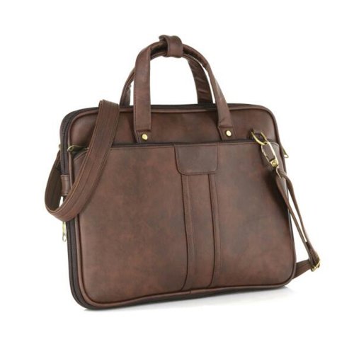 Brown Slim Laptop bag | plain leather