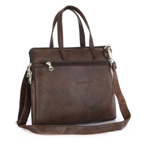 Brown leather office laptop bag