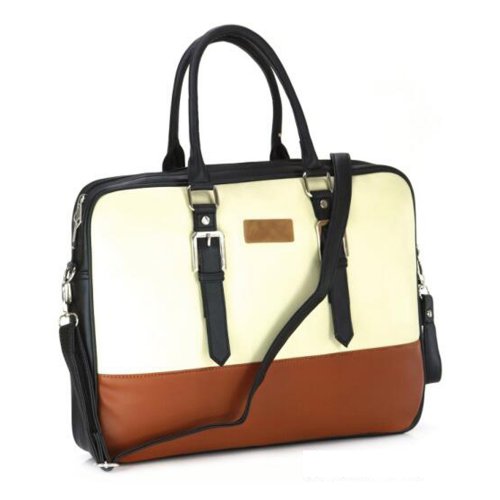 Trendy 2 Tone leathe slim laptop bag for office