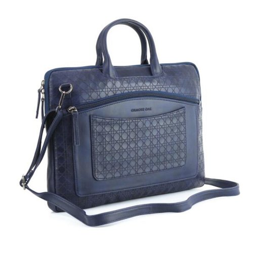 Blue Leather laptop bag