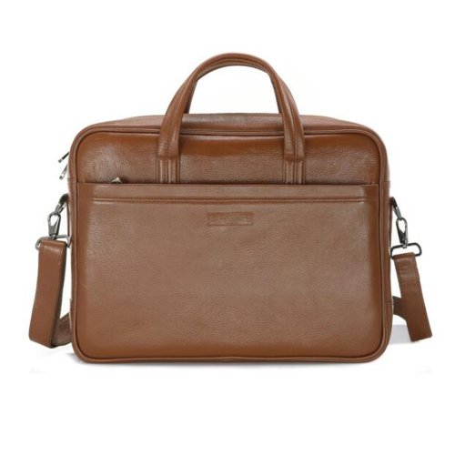 Brown Leather slim laptop bag