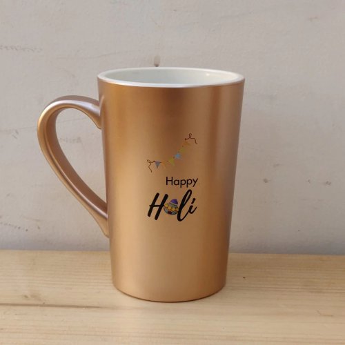 Unbreakable Tall Mug with Holi print - Set of 1 Copper