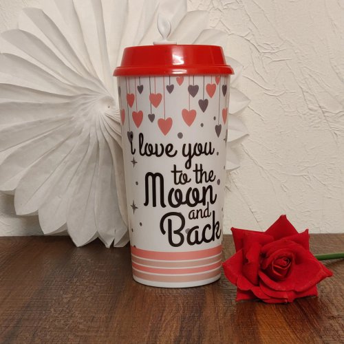 To the Moon & Back, Coffee Cup & Sipper, Valentines Day Gift, 1 tumbler with 2 lids