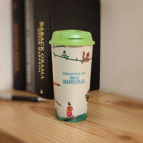 Designer Cup by Chirpy Cups with coffee & sipper lids, Food Safe, BPA Free, Recyclable - Jungle Safari